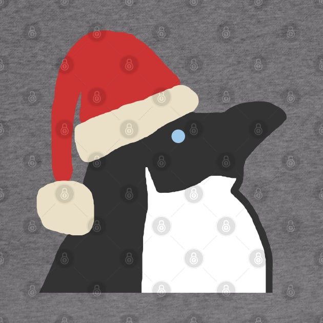 Christmas Penguin Wearing Santa Hat by ellenhenryart